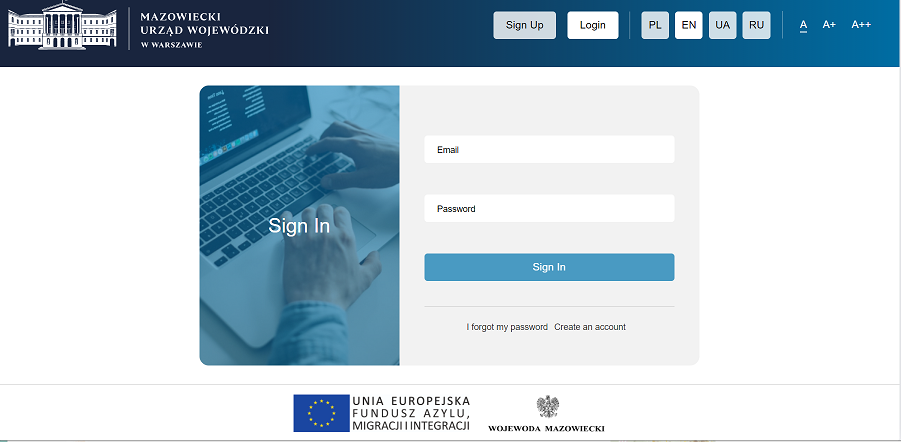 screen of the portal